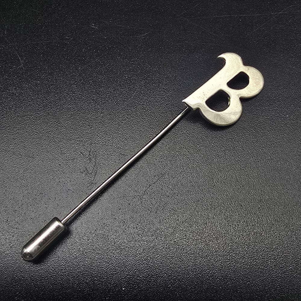 Vintage Silver Tone Letter B Initial Stick Pin Monogram Timeless Classic NOS